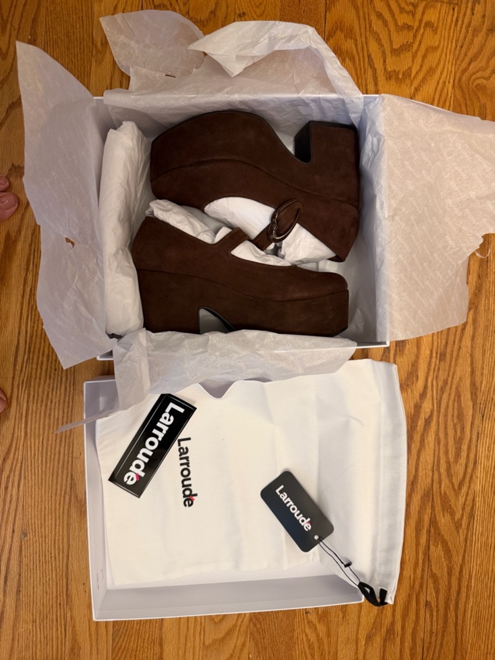 Larroudé Verona Flatform Mary Jane Brown Suede | 38 | Worn 2x | Box & Dust Bag - Picture 3 of 9